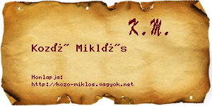 Kozó Miklós névjegykártya